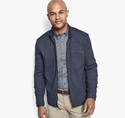 Johnston & Murphy Mélange Knit Full-Zip Jacket — Navy - product listing photo