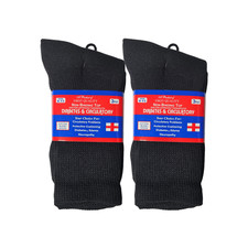 3-12 Pairs Men's Women Health Cotton Diabetic Black Crew Socks 9-11 10-13 13-15