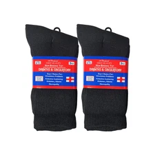 3-12 Pairs Men's Women Health Cotton Diabetic Black Crew Socks 9-11 10-13 13-15