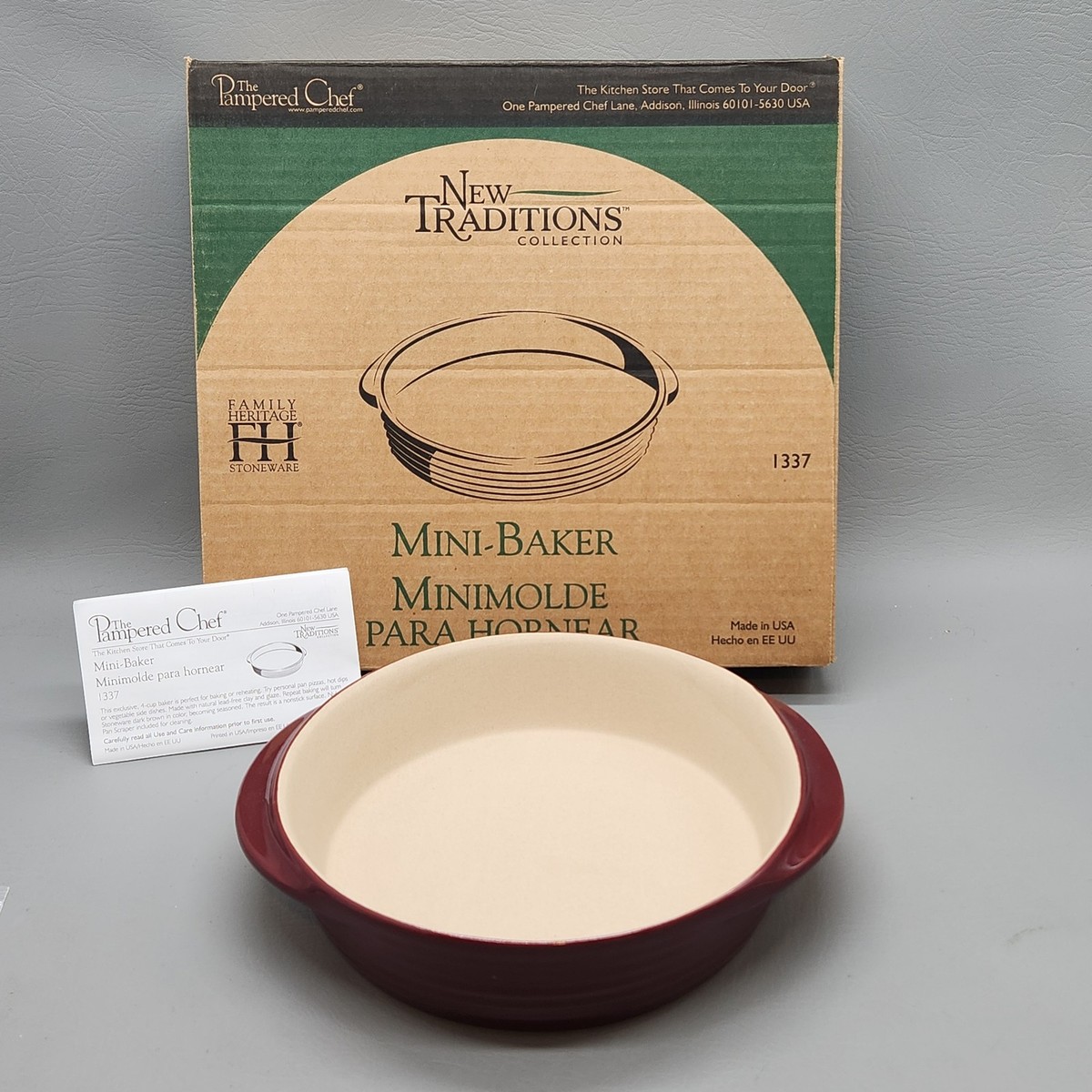 Pampered Chef Mini Baker New Traditions Stoneware 7.5