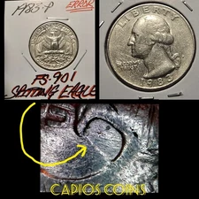 "FS-901 SPITTING EAGLE" 1983-P WASHINGTON QUARTER ERROR VARIETY!