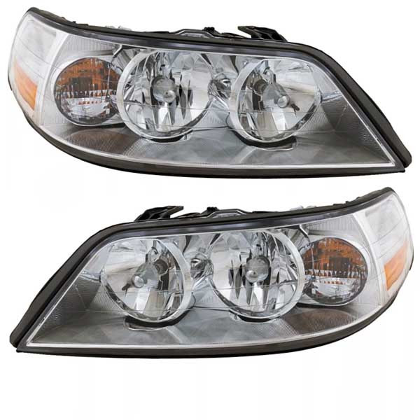 For 03-04 Town Car Front Halogen Headlight Headlamp Head Light w/Bulb PAIR SET