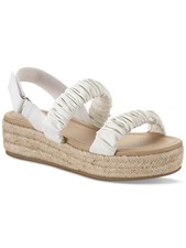 SUN STONE Womens White 1-1/2" Platform Dovee Toe Wedge Slingback Sandal 10 M