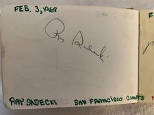 RAY SADECKI  AUTOGRAPHED SIGNATURE CUT CARD (1968)  SF GIANTS_CARDINALS_METS
