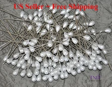 BOX OF 144 TEARDROP WHITE PEARL HEAD CORSAGE BOUQUET BOUTONNIERE PINS–BULK PRICE