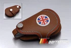 Union Jack Mahogany Genuine Leather Key Cover fits BMW MINI Cooper S R55 R56 R57