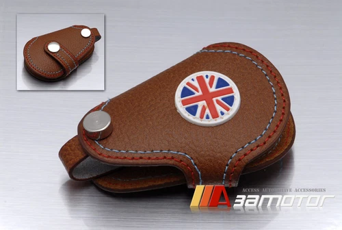 Union Jack Mahogany Genuine Leather Key Cover fits BMW MINI Cooper S R55 R56 R57