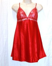 Victoria's Secret Floral Embroidery Satin Slip S *Red* NEW! Clearance