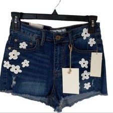 NWT Indigo Rein Women Junior Sz 3 Distressed Floral High Rise Denim Jean Shorts
