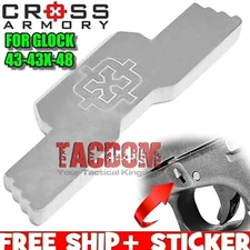 Cross Armory SILVER for GL0CK 43 43X 48 EXTENDED Slide Lock EASY TAKE DOWN LEVER