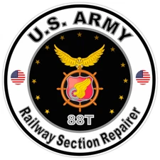 US Army Railway Section Repairer Bumper Sticker Military Vinyl Decal 5"
