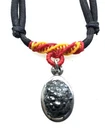 Black Leklai with Braided Rope Necklace Pendant Taliman Brings Lucks Rare Amulet