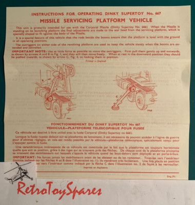 DINKY Betriebsanleitung Nr.667 Raketenwartung Plattformfahrzeug