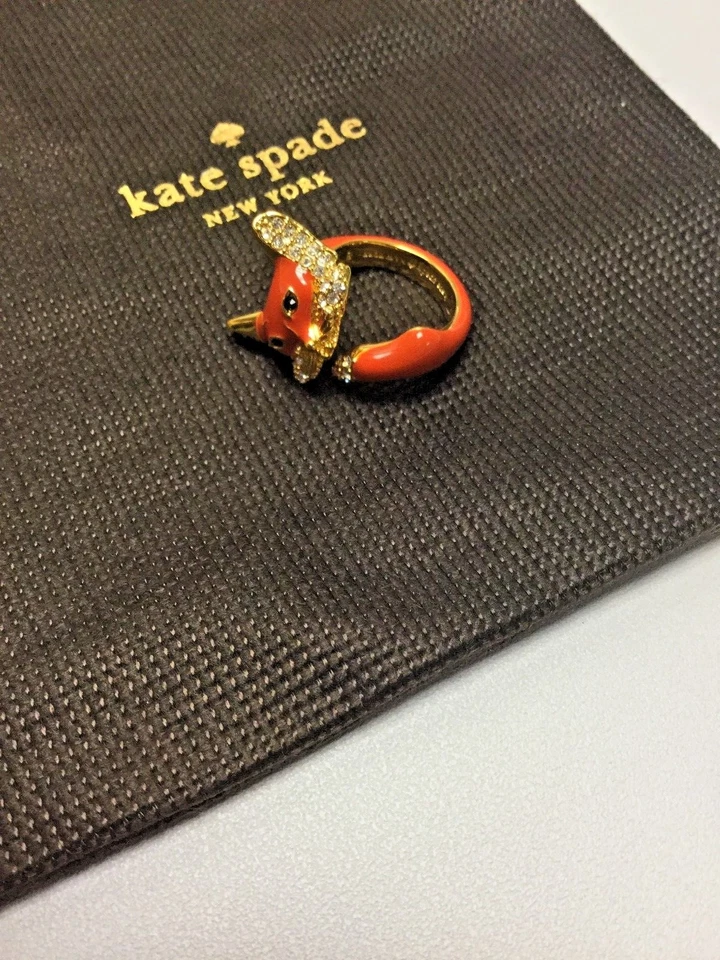 Kate Spade New York 12K Gold-Plated ‘Into The Woods’ Fox Wrap Ring, Sz 7 New - Image 4 of 4