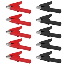 10 Pcs 30A Alligator Clips Full Insulated Crocodile Clips Socket Banana Jack