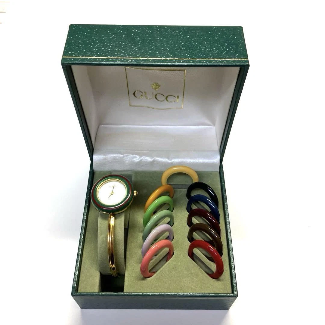Montre pour femme Gucci lunette à changement quartz cadran blanc 12 couleurs or non goûtée #3