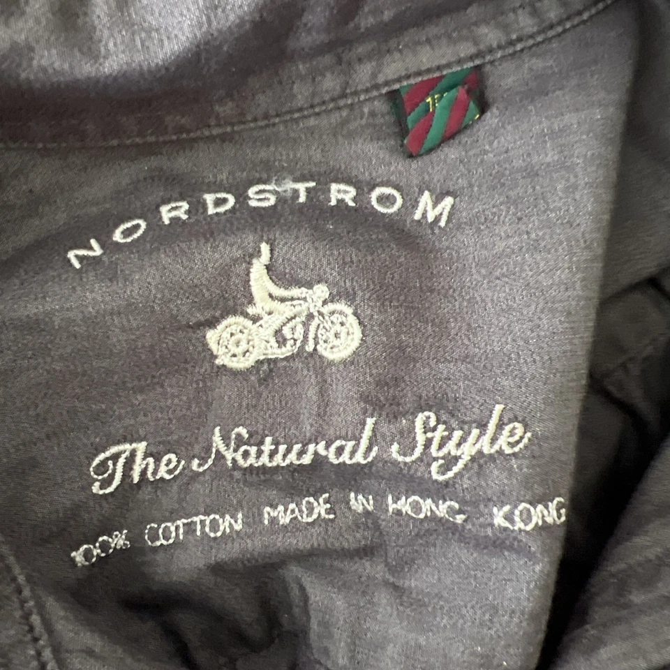 Vintage Nordstrom Button Down Shirt Men 15 ½ Purple Long Sleeve Cotton Hong Kong - Image 3 of 4