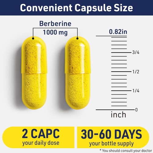 Berberine 1000mg Supplement Complex with Inulin Prebiotic - Berberine 500mg p... - Picture 7 of 9