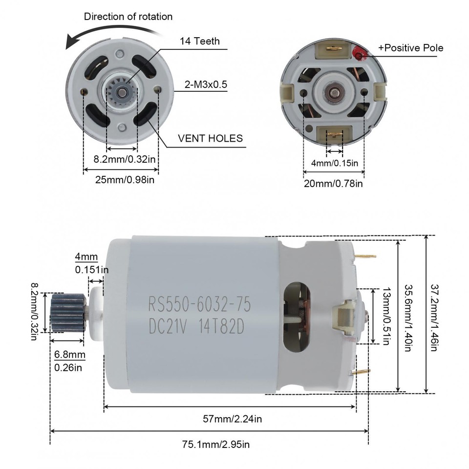 Motore DC RS550 8.2mm/9.5mm Micromotore a 14 Denti 21V 25000RPM Motore Motore DC RS550 8.2mm/9.5mm Micromotore a 14 Denti 21V 25000RPM Motore