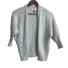 Old Navy Women Cardigan Shrug Top M Gray Knit Crop Open Front Capsule Neutral