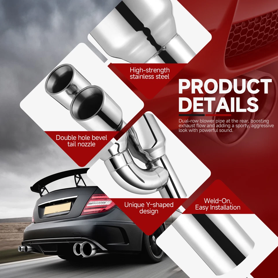 2.5" In Quad 4" Out Dual Wall Exhaust Tips Stainless For Audi S3 S4 S5 S6 S7 - Image 4 of 4