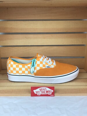 VANS Comfycush Authentic Checker Zinnia Orange True White Mens Sz