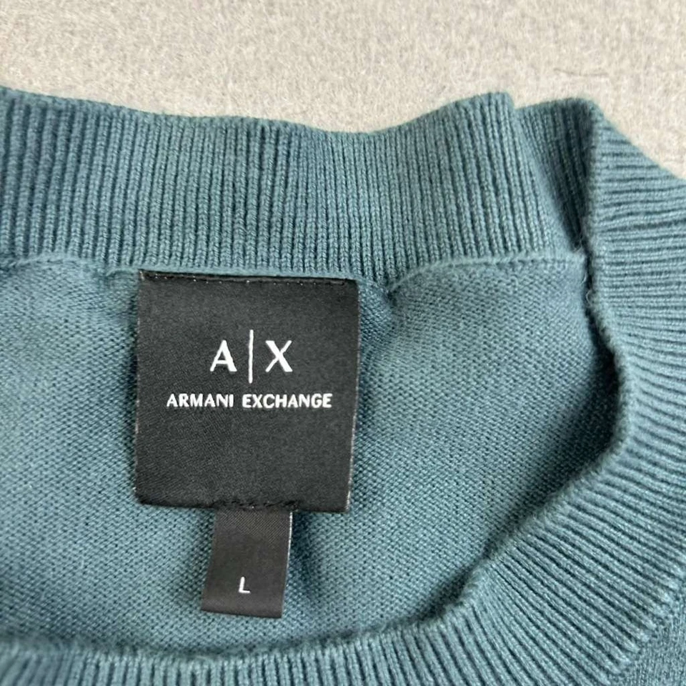 Suéter Armani Exchange Para Hombre Grande Verde Cuello Redondo Mangas Largas Pullover Foto 2 de 4