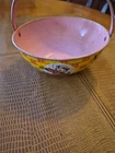 Vintage 1940s J. Chein & Co. Tin Litho Easter Basket Nursery Rhyme Theme Pink T1