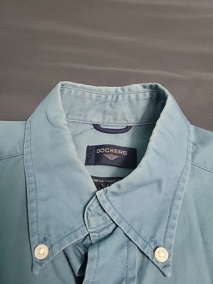 Camisa De Colección 1995 Dockers Para Hombre M Manga Larga Con Botones Azul Claro Informal Años 90 Foto 4 de 4