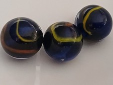 Set Three Vintage Uranium Glass Cat's Eye Marbles Glow Under Black Light