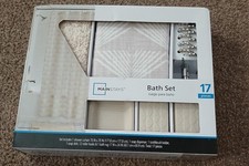 Mainstays 17 Piece Bathroom Set Tan and White Brand New In Box