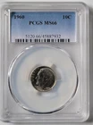 1960-D Roosevelt Dime PCGS MS/66 Old Series First Blue Label Holder Very Clean
