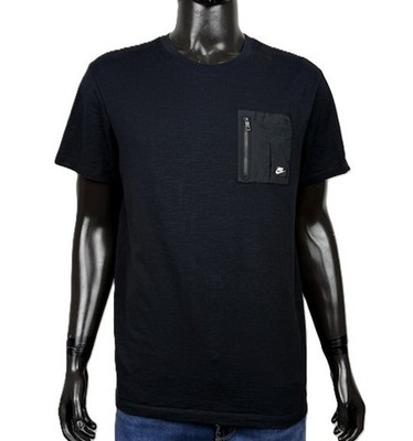 Nike Herren T Shirt Größe M Oversize Baumwolle Schwarz Pocket Zip Utility Sportswear