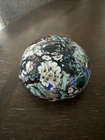 Vintage Murano Glass Floral & Scramble Millefiori Paperweight Beautiful