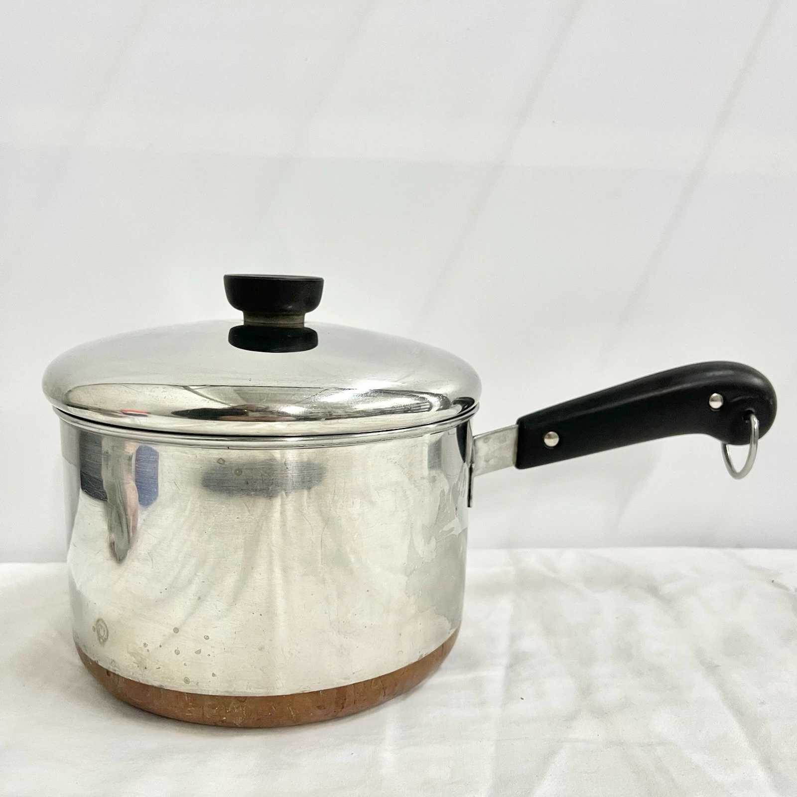 Revere Ware 1801 2Qt Copper Bottom Sauce pan W/ Lid- Double Ring