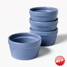   4pc 7oz Stoneware Ramekin Bowls Blue - Figmint™, Dishwashe...