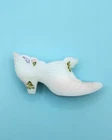 Signed Scott K. Fenton -VTG Fenton White Satin Glass Shoe #926, Hand Painted