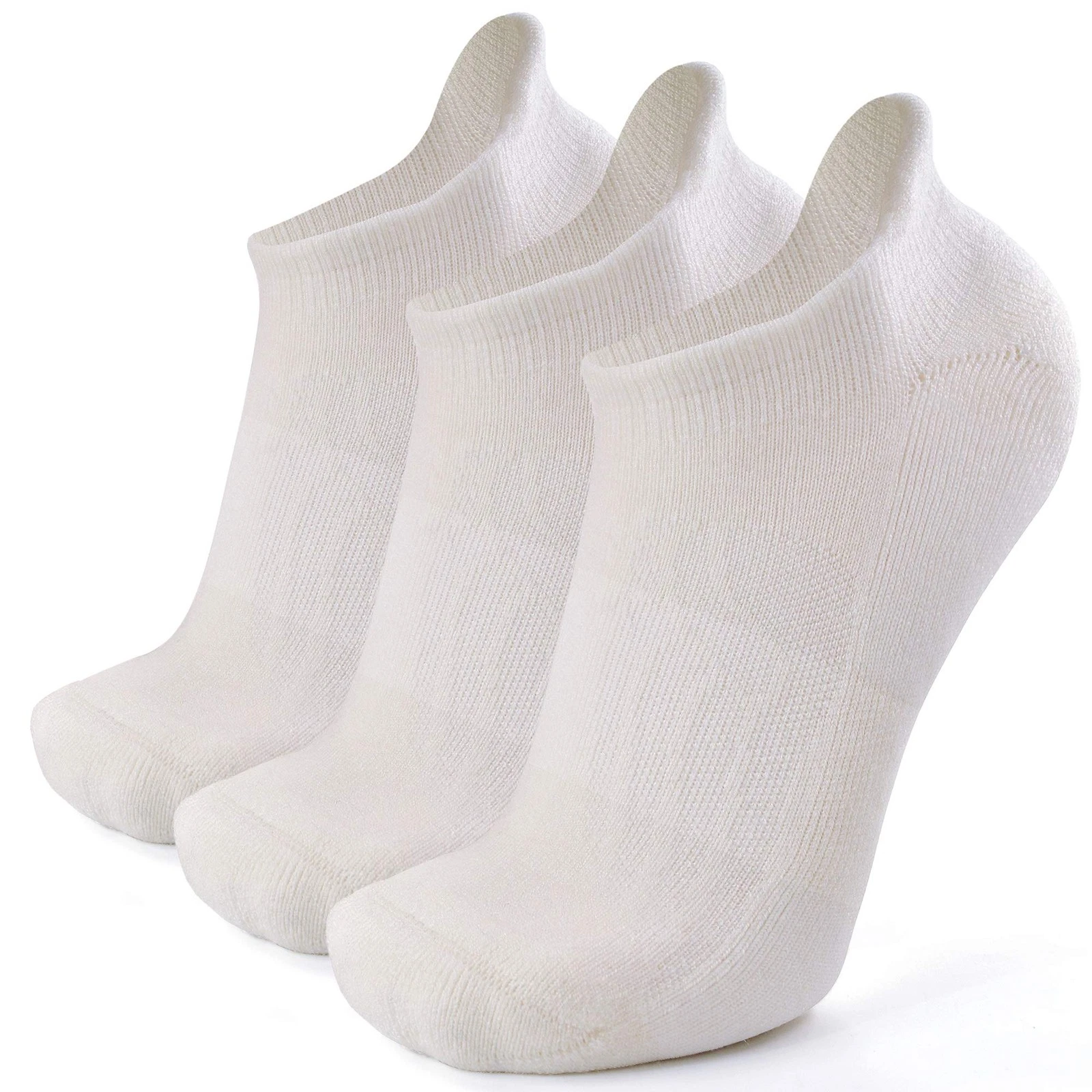 White Wool Blend Socks for Hiking, Compression-fit Cushioned Running Hiking C...