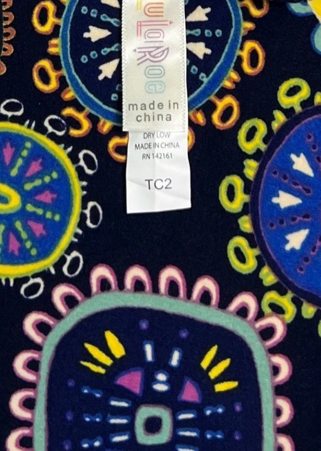 Leggings LuLaRoe TC2 Alto Curvilíneo 2 AZUL Colorido Moderno COPO DE NIEVE Flor VIRUS Foto 4 de 4