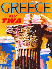 Greece Greek Ruins Europe European Vintage Travel Advertisement Art Poster 