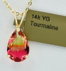 LAB CREATED 4.42 Cts AAA  TOURMALINE PENDANT SOLID 14k YELLOW GOLD -New With Tag — photo 1