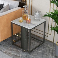 Beistelltisch Sofatisch Wohnzimmertisch Couchtisch Schwarz Marmor-Optik Metall