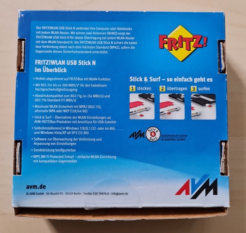 Fritz! Dualband-WLAN (2,4 / 5 GHz) USB Stick N v2 mit 300MBit/s, WPA2 und WPS - Bild 3 von 6