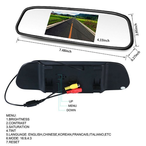 4.3" Mirror Monitor License Backup Camera For Car Reverse Rear view Front View - Picture 3 of 13
