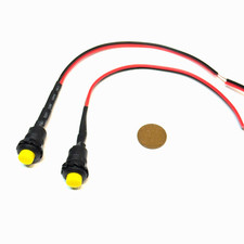 2 x Wired Yellow small N/O Momentary 12mm push button Switch 12v on off wires C2