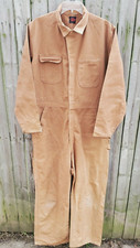 Vintage Big Ben USA Brown One Piece Coveralls Jumpsuit Half Zip Front Pockets