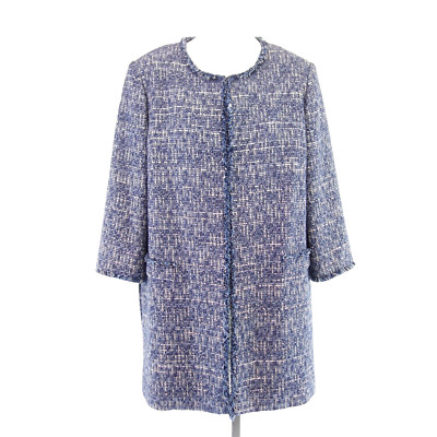 Kurzmantel ELENA MIRO Blau Designer Damen Mantel Boucle Jacke Blazer XXL 44 Neu