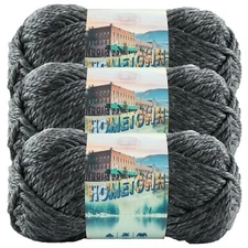 (3 Pack) Lion Brand Yarn 135-150S Hometown Bulky Yarn, Chicago Charcoal