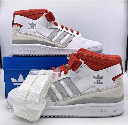 Adidas Forum Mid White Red Grey Sneaker FY6819 Mens Size 8
