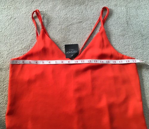 Topshop orange mini slip dress strappy v-neckline size 14 Tall NWT. - Picture 10 of 13